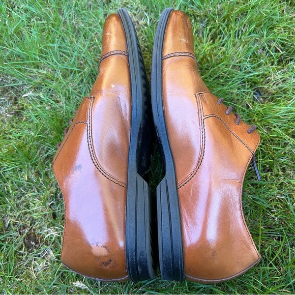 Florsheim Boy Cap Toe Leather Oxfords Big Boy Size 4 Memory Foam Lace Up Comfort - Picture 5 of 10